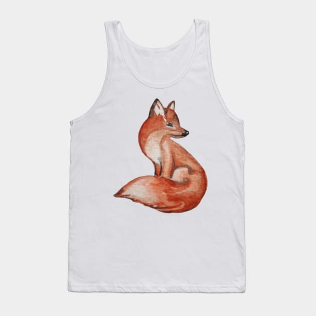 Fox Watercolor Seamless Pattern Tank Top by Ala Lopatniov